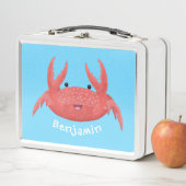 可愛い赤い斑点のカニ漫画イラストレーション メタルランチボックス (インサイチュ)