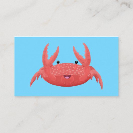 可愛い赤い斑点のカニ漫画イラストレーション 名刺 (裏面)