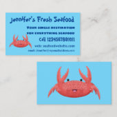 可愛い赤い斑点のカニ漫画イラストレーション 名刺 (正面/裏面)