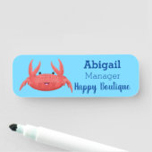 可愛い赤い斑点のカニ漫画イラストレーション 名札 (インサイチュ)