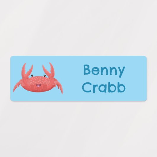 可愛い赤い斑点状のカニの漫画パーソナライズされた ラベル (デザイン1)