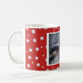 可愛い赤い星模様フォトクリスマス コーヒーマグカップ (左)