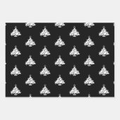 可愛い赤い松の緑の黒いクリスマスツリー ラッピングペーパーシート (正面3)