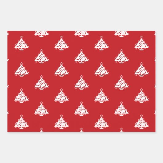 可愛い赤い松の緑の黒いクリスマスツリー ラッピングペーパーシート (正面)