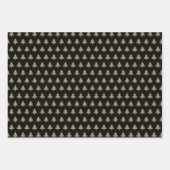 可愛い赤い松の緑の黒い金ゴールドクリスマスツリー ラッピングペーパーシート (正面3)