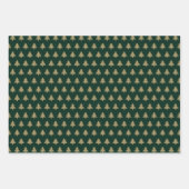 可愛い赤い松の緑の黒い金ゴールドクリスマスツリー ラッピングペーパーシート (正面2)