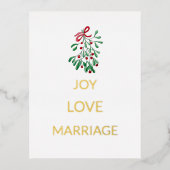 可愛い赤い果実ミストレトージョイラブ結婚 箔シーズンポストカード (正面)