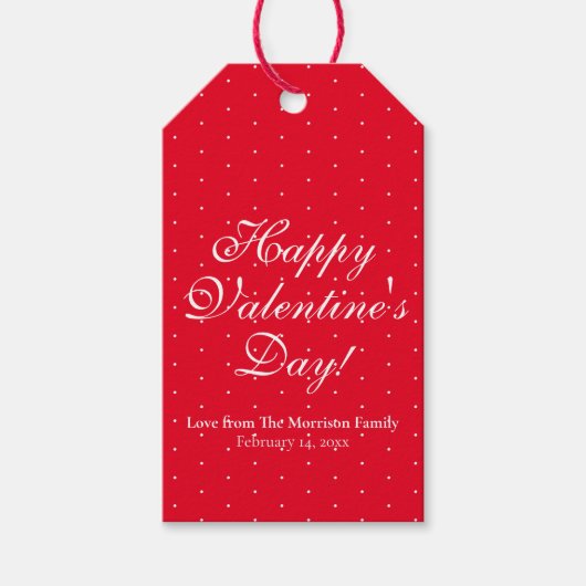 可愛い赤い水玉模様カスタムスクリプトValentine's Day ギフトタグ (正面)