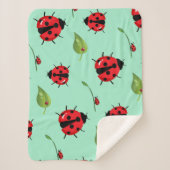 可愛い赤い水玉模様ラディバグの花ガーリー夏 シェルパブランケット (正面)