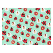 可愛い赤い水玉模様ラディバグの花ガーリー夏 テーブルクロス (正面(横))