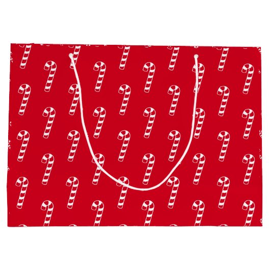 可愛い赤い甘いキャンディキャンメリークリスマス ラージペーパーバッグ (裏面)