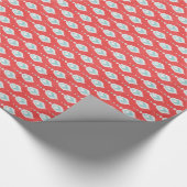 可愛い赤い白いターコイズイカット部族模様 ラッピングペーパー (角)