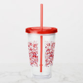 可愛い赤い白い花柄 アクリルタンブラー (右)