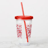 可愛い赤い白い花柄 アクリルタンブラー (左)