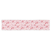 可愛い赤い白い花柄 ショートテーブルランナー (横)