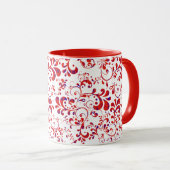 可愛い赤い白い花柄 マグカップ (正面右)
