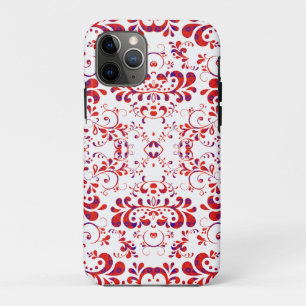可愛い赤い白い花柄 iPhone 11 PROケース