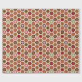 可愛い赤い緑のハニカムスノーフレークのギフトラップ ラッピングペーパー (フラット)