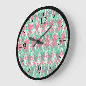 可愛い赤い緑の抽象芸術アステカのパターン大時計 ラージ壁時計 (傾斜)