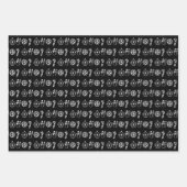 可愛い赤い緑の黒のミニマリストのクリスマスアイコン ラッピングペーパーシート (正面3)