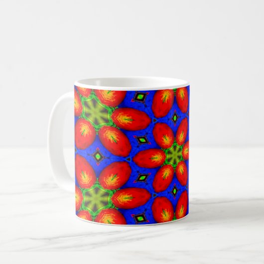 可愛い赤い花柄 コーヒーマグカップ (正面左)