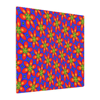 可愛い赤い花柄 メタルプリント