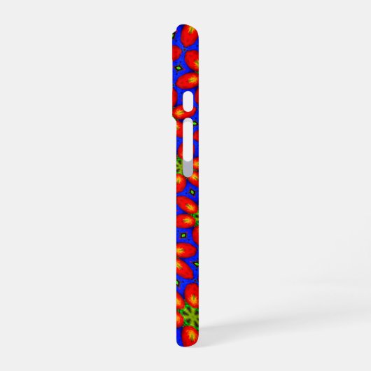 可愛い赤い花柄 iPhone 16ケース (左側面)