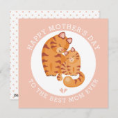 可愛い赤い虎の猫と子猫ピンクマザーズの日 シーズンカード (正面/裏面)