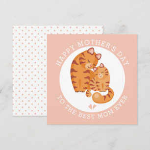 可愛い赤い虎の猫と子猫ピンクマザーズの日 シーズンカード