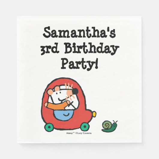 可愛い赤い車を運転するメイジー スタンダードランチョンナプキン (正面)