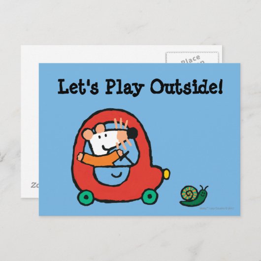 可愛い赤い車を運転するメイジー ポストカード (正面/裏面)