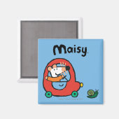 可愛い赤い車を運転するメイジー マグネット (正面/裏面)