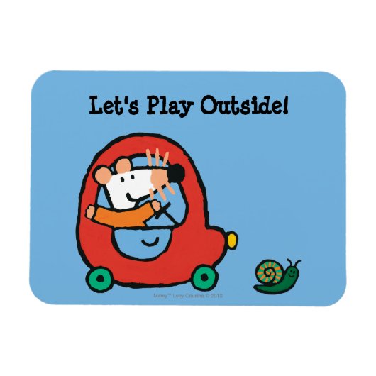 可愛い赤い車を運転するメイジー マグネット (横)