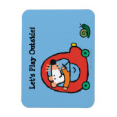 可愛い赤い車を運転するメイジー マグネット (縦)