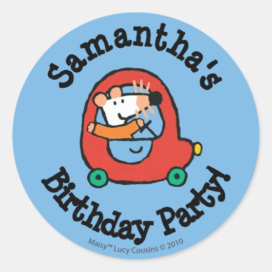 可愛い赤い車を運転するメイジー ラウンドシール (正面)