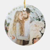 可愛い赤い車クリスマスツリー初めてのクリスマス写真 セラミックオーナメント (裏面)