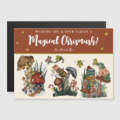 可愛い赤い魔法のキノコ磁気クリスマスカード (正面/裏面)