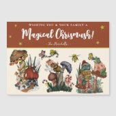 可愛い赤い魔法のキノコ磁気クリスマスカード (正面)