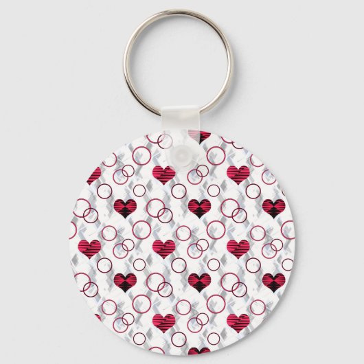 可愛い赤い黒いハート キーホルダー (正面)
