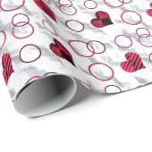 可愛い赤い黒いハート ラッピングペーパー (ロールコーナー)