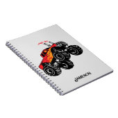 可愛い赤い黒のモンスタートラックパーソナライズされた名 ノートブック (右側)