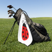 可愛い赤い黒のラディバグ名 ゴルフタオル (グリーン)