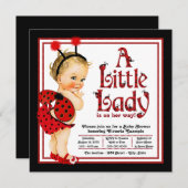 可愛い赤い黒のラディバグ赤ちゃんシャワー 招待状 (正面/裏面)