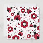 可愛い赤い黒のレディーバグの誕生日パーティーの招待 招待状 (裏面)