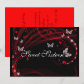 可愛い赤いSweet Sixteenの招待状 招待状 (正面/裏面)