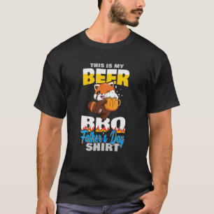 可愛い赤おもしろいバーバーバーグリルビールラバー父のダ Tシャツ