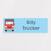 可愛い赤かわいいトラックパーソナライズされた漫画 ラベル (デザイン1)