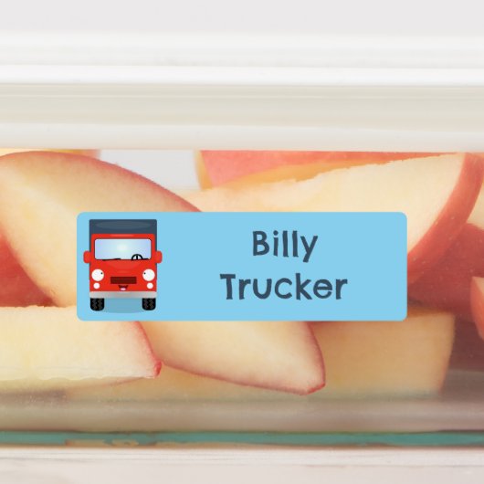 可愛い赤かわいいトラックパーソナライズされた漫画 ラベル (貼付)