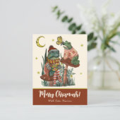 可愛い赤きのこのカエルとイタズラメリークリスマス シーズンカード (スタンド正面)