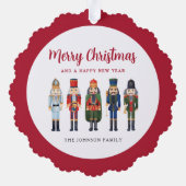 可愛い赤くるみ割り人形メリークリスマス オーナメントカード (裏面)